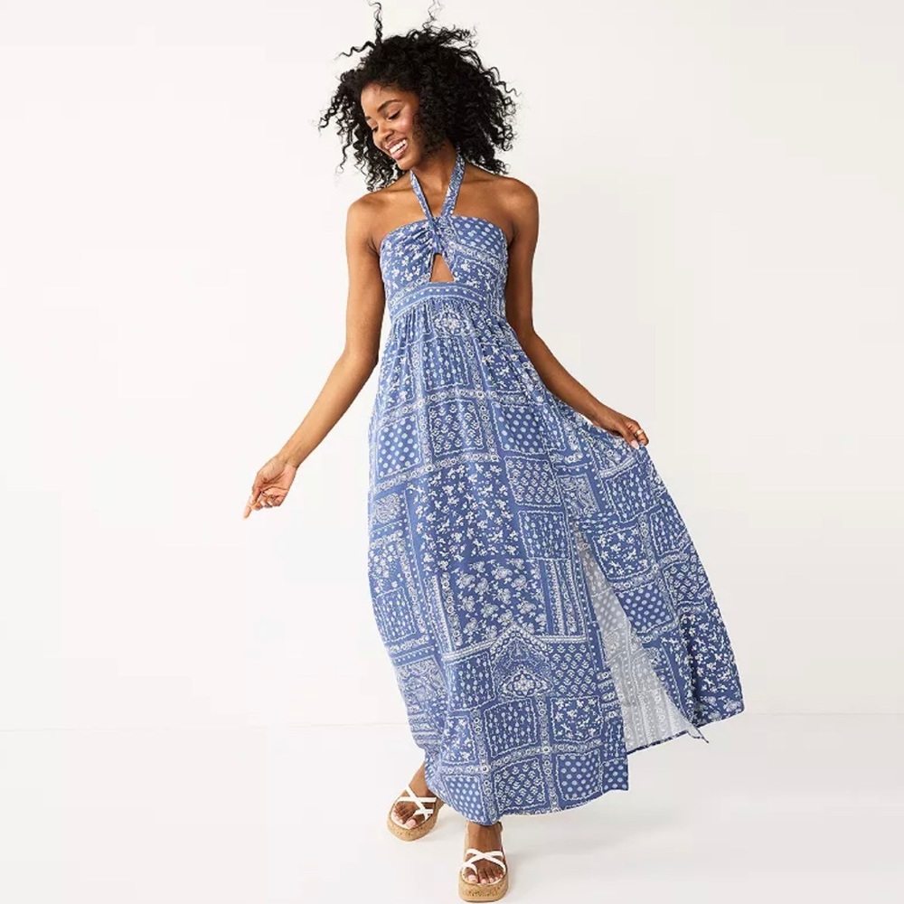 Rewind Womens Halter Maxi Dress sz:S